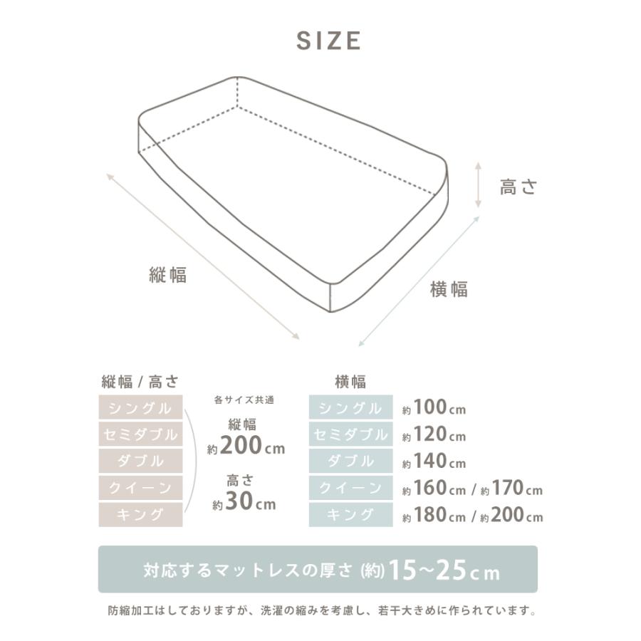 ボックスシーツ セミダブル 綿100% 綿 北欧 マチ 30 ベッドカバー