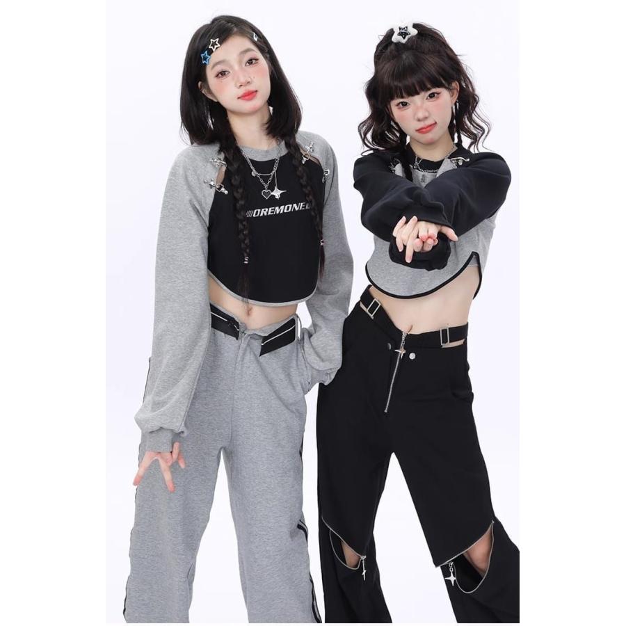 カーゴパンツ レディース ワイドパンツ 着こなし方二種 セクシー kpop ボトムズ hiphop ダンスパンツ ダンス衣装  黒 ブラック 長ズボン 実用 ゆったり カジュア｜lifeutility｜09