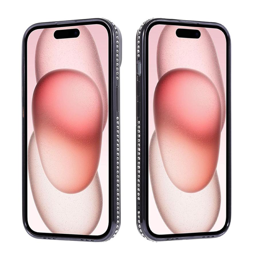 iPhone15 ケース iPhone15 Pro ケース スマホケース アイフォンカバー かわいい ラインストーン キラキラ 透明 クリア 衝撃 TPU バンパー メタリック調 メッキ加｜lifeutility｜20