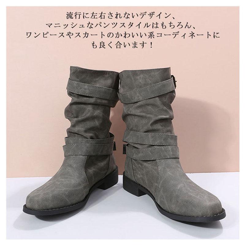 エンジニアブーツ ショートブーツ ミドルブーツ ベルト付き レディース 