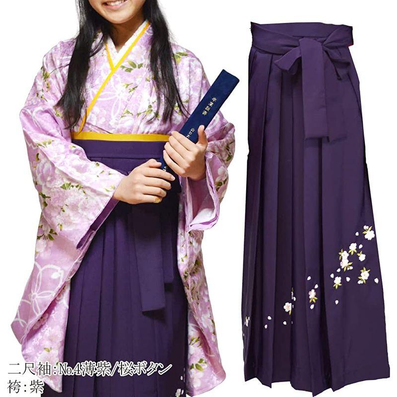 ヘサカ 着物 刺繍 袴 3点 セット 二尺袖 振袖 L(95cm) 紫