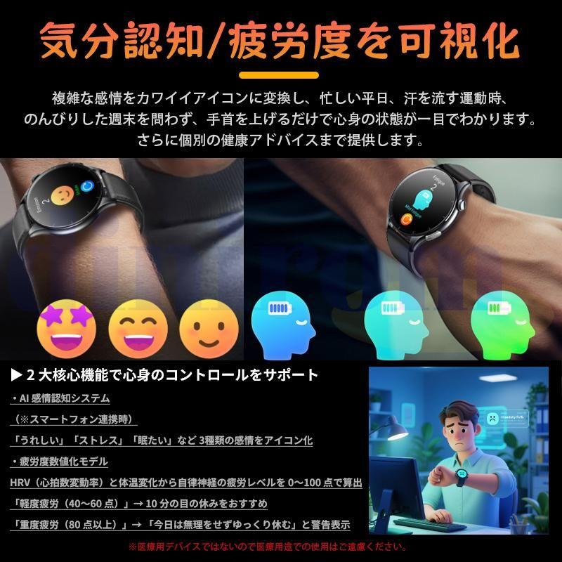 2025新登場! スマートウォッチ 健康- ECG心電図 血液成分 マイクロ検診 bluetooth5.3通話 体温 HRV 心拍数 血中酸素 音楽制御 血圧 気分検測 睡眠監視 歩数計の画像