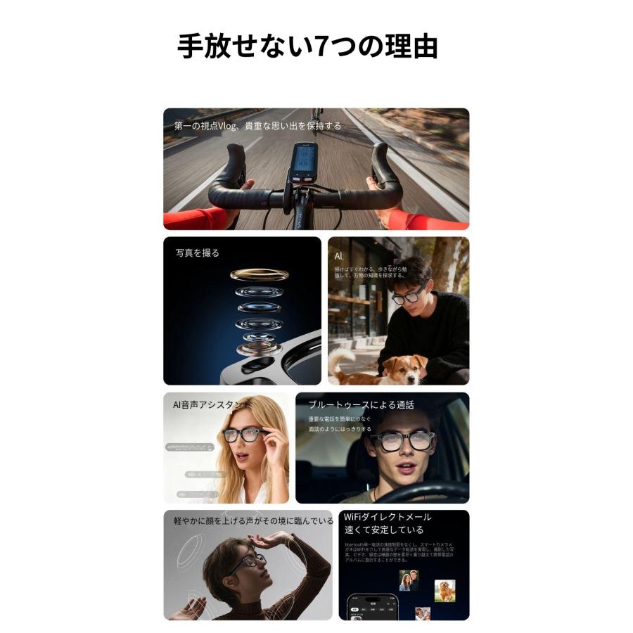 AI スマートグラス 翻訳機能付き Bluetooth 通話 写真認識 録画・録音