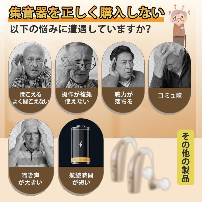 集音器 高齢者 イヤホン型 ワイヤレス 口コミ 使いやすい 小型 デジタル両耳 片耳 ハウリング抑制 騒音抑制 軽量 Bluetooth機能搭載 操作簡単 高齢者用母の日_4