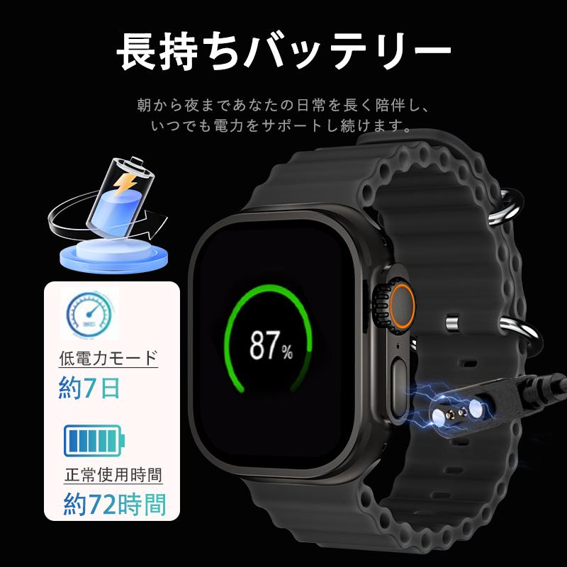新登場2.04 インチ大画面スマートウォッチ 血中酸素 / 睡眠モニター 24 時間健康管理 SOS 緊急通話 多運動モード アップルウォッチ風デザインの画像
