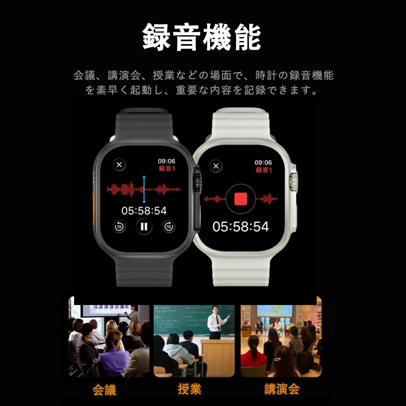新登場2.04 インチ大画面スマートウォッチ 血中酸素 / 睡眠モニター 24 時間健康管理 SOS 緊急通話 多運動モード アップルウォッチ風デザインの画像
