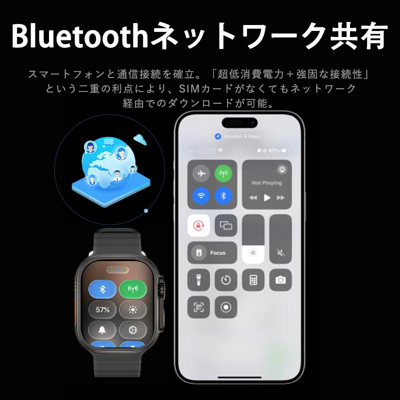 新登場2.04 インチ大画面スマートウォッチ 血中酸素 / 睡眠モニター 24 時間健康管理 SOS 緊急通話 多運動モード アップルウォッチ風デザインの画像
