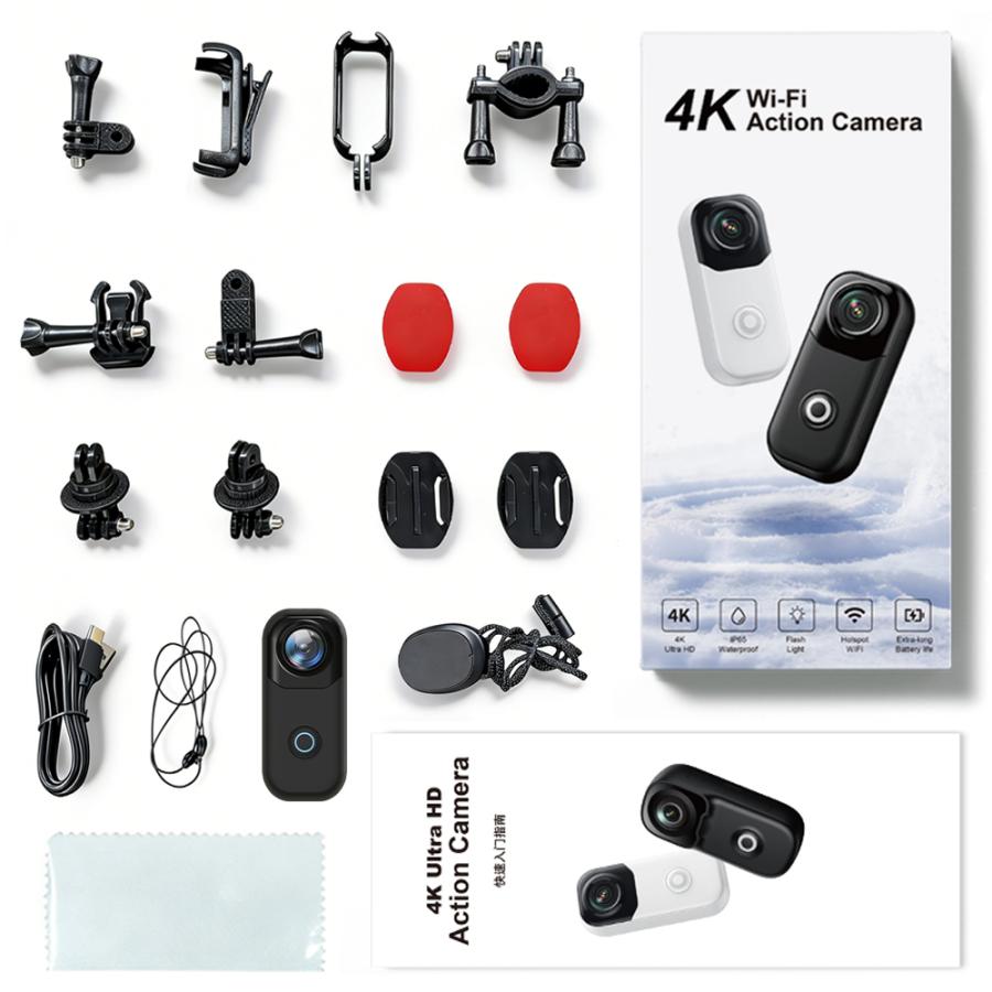 4K 小型アクションカメラ MZ01 電子手ブレ補正 防水ケース付 磁気吸着