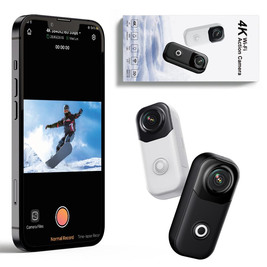 4K 小型アクションカメラ MZ01 電子手ブレ補正 防水ケース付 磁気吸着