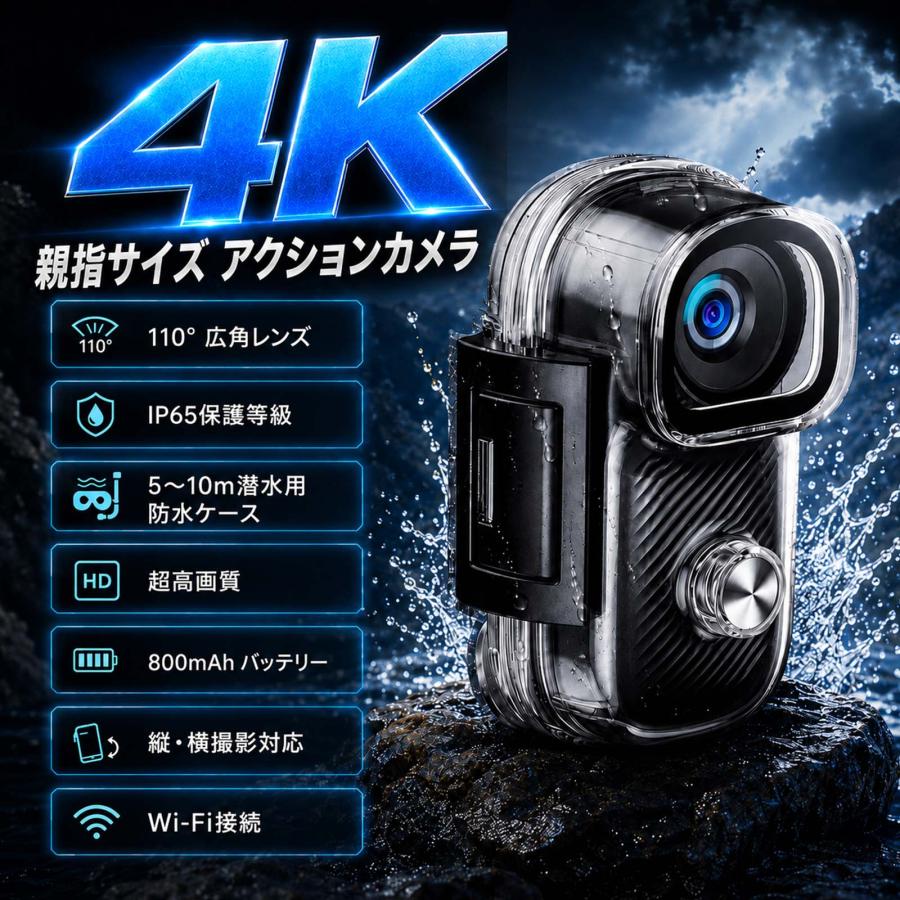 アクションカメラ WiFi 搭載 磁気吸着＆クリップ式 一人称視点 EIS