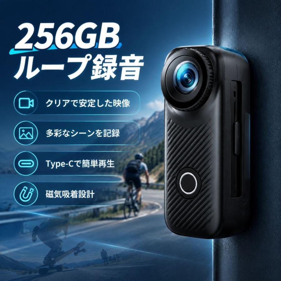 アクションカメラ WiFi 搭載 磁気吸着＆クリップ式 一人称視点 EIS