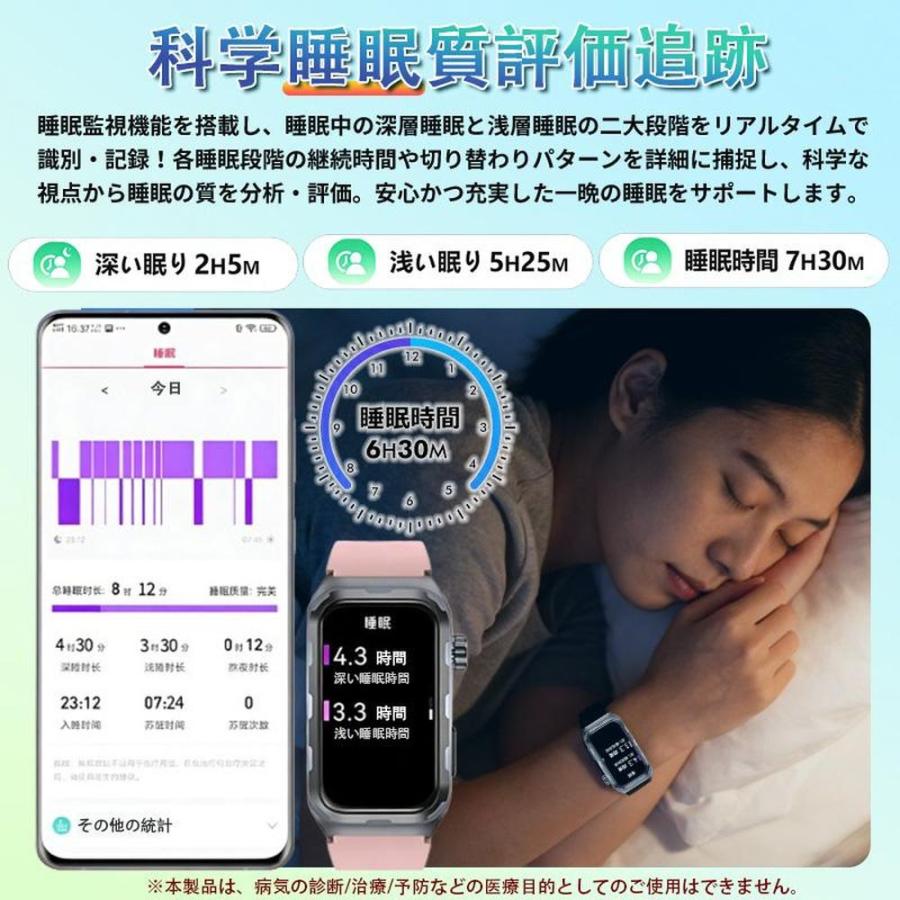 スマートウォッチ Line通知 血圧測定 心拍数 日本製センサー 心電図 呼吸率 24H健康管理 体脂肪BMI 尿酸血中脂質 運動 血中酸素 女性生理管理 体温 音楽再生の画像