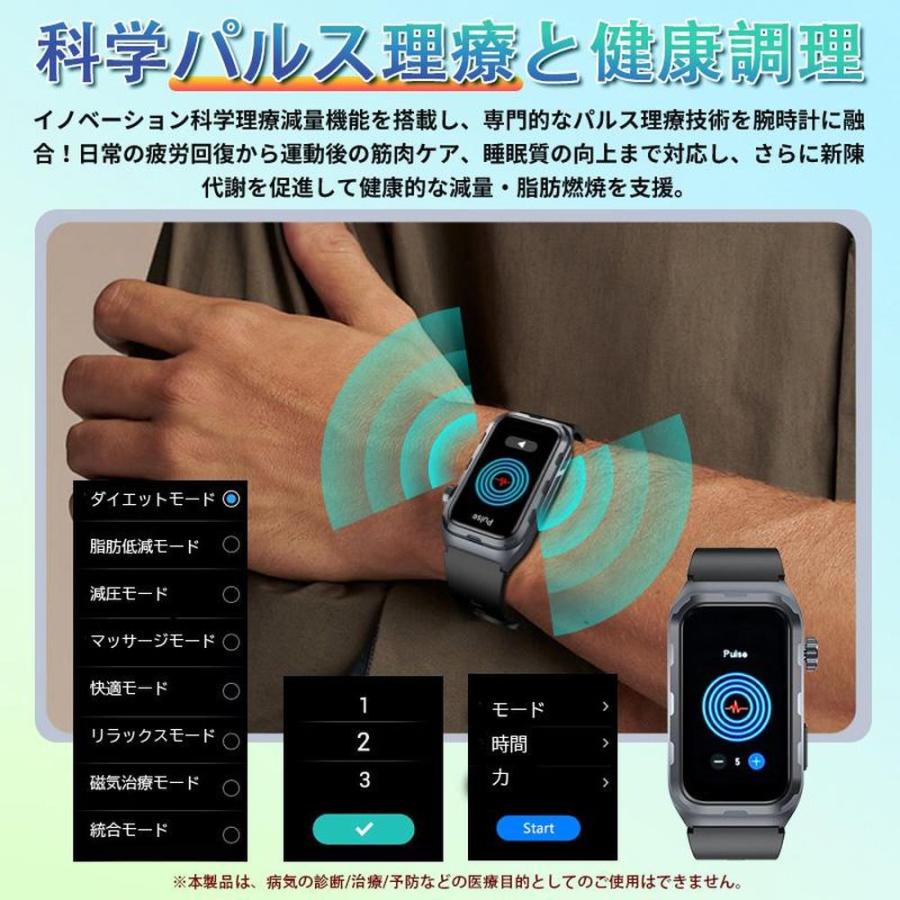スマートウォッチ Line通知 血圧測定 心拍数 日本製センサー 心電図 呼吸率 24H健康管理 体脂肪BMI 尿酸血中脂質 運動 血中酸素 女性生理管理 体温 音楽再生の画像
