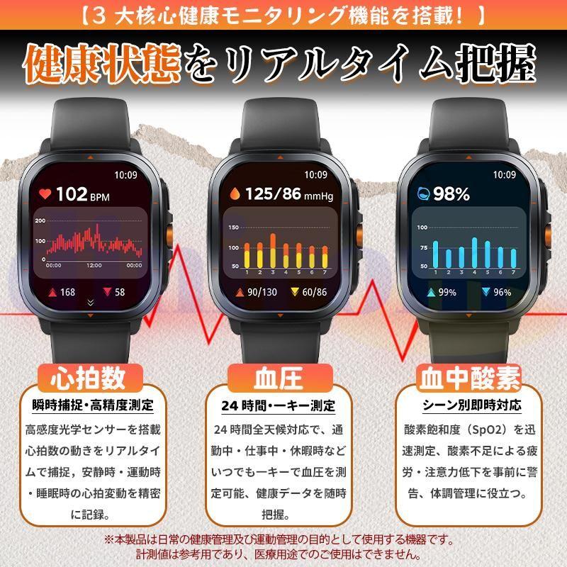2026進化！スマートウォッチ ケットウチ AI GPT AI文字盤 BT5.3通話機能付き 血圧 血中酸素 心拍数 1ATM防水 歩数計 AIアシスタント睡眠管理 GPS追跡 爆買の画像