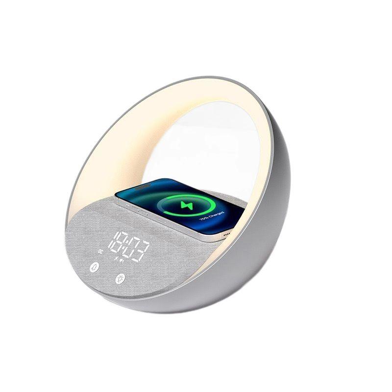 多機能ベッドサイドランプ ワイヤレス充電 Bluetooth スピーカー 時計