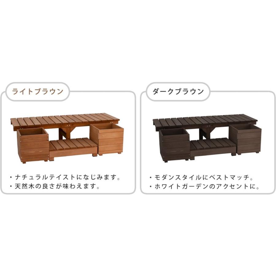 ユニット縁台ベンチ hiyori（ひより） プランターセット（幅155・奥行55）  DE-15555PLSTの画像