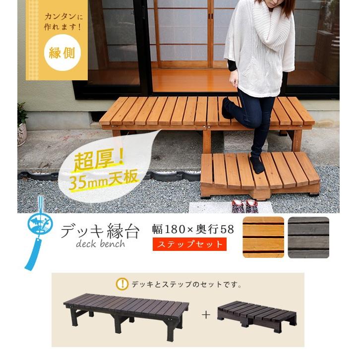 デッキ縁台 180×58 ステップセット DE-180STPの画像