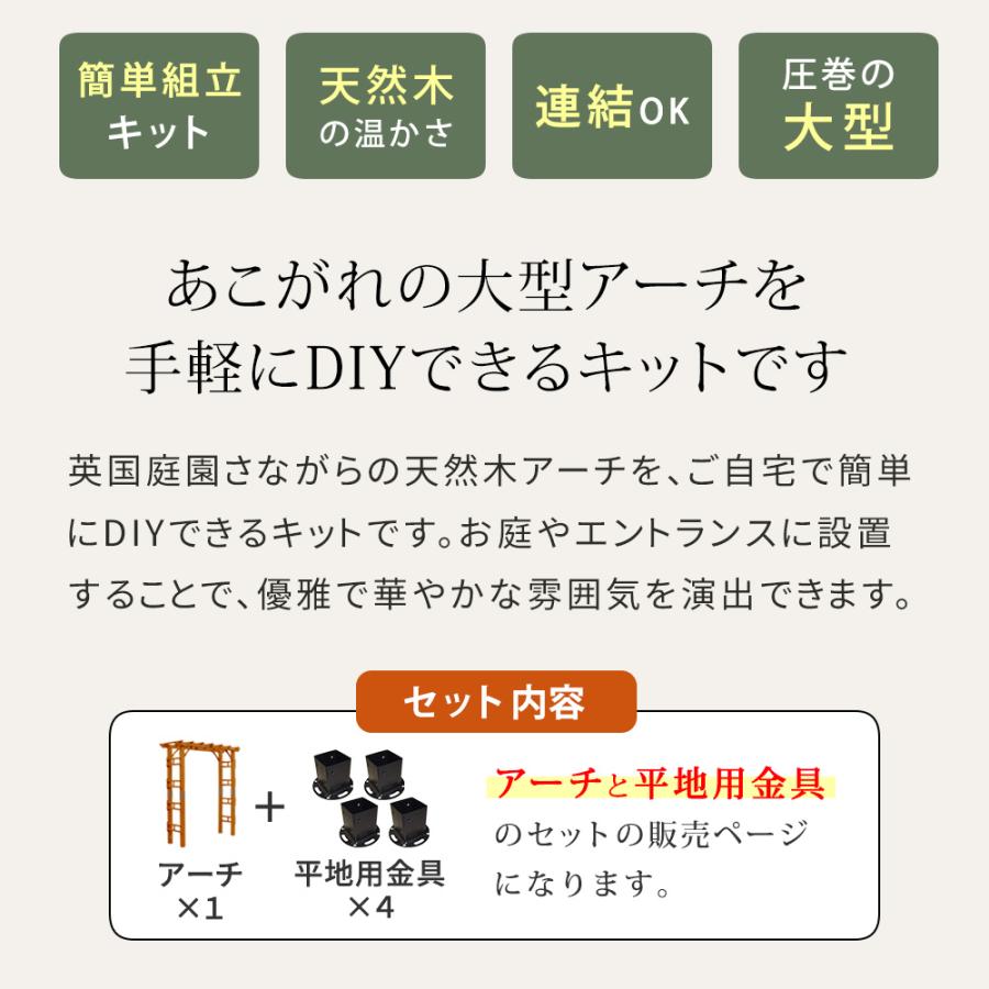 天然木製アーチ 190 1台（平地用金具セット） 「Flex Pergola」（フレックス パーゴラ） FLPG-R1900HB-SET_2