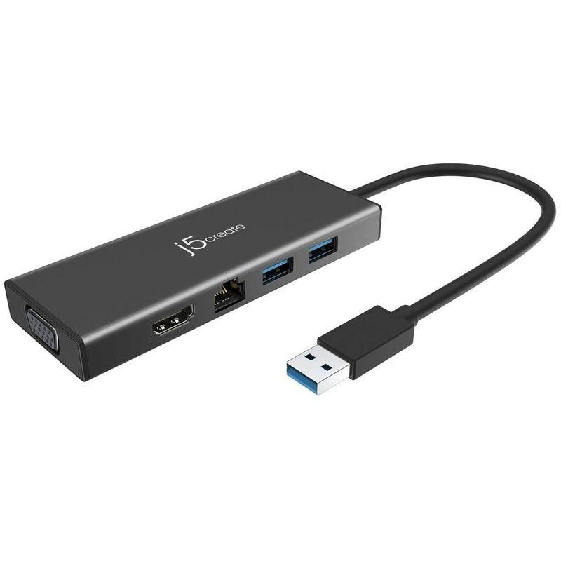 【メール便】 j5 create USB 3.0 5in1 デュアルモニタ ミニドック マルチ ハブ ブラック USB3.0x2， HDMI， VGA， 【CE1751631910】(9409円)