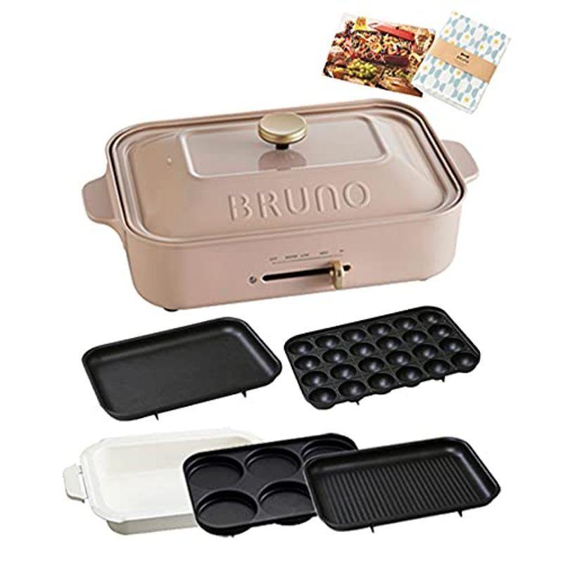 Bruno ブルーノ コンパクトホットプレート 本体 プレート5種 本体 ホットプレート たこ焼き たこ焼き セラミックコート鍋 平面 ふ グリル マルチ Lifull レシピブック 特価イラストの