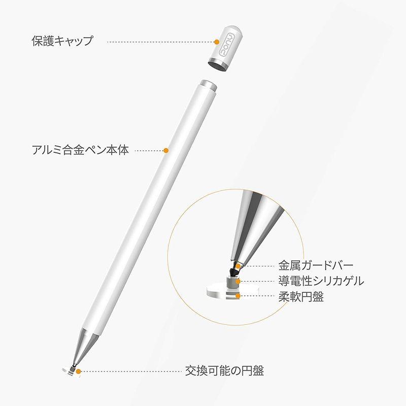 タッチペン iPad、高感度静電式ペン、磁気キャップ極細 スタイラスペン Pencil Apple/iPhone/iPad Pro/Mini 超人気の