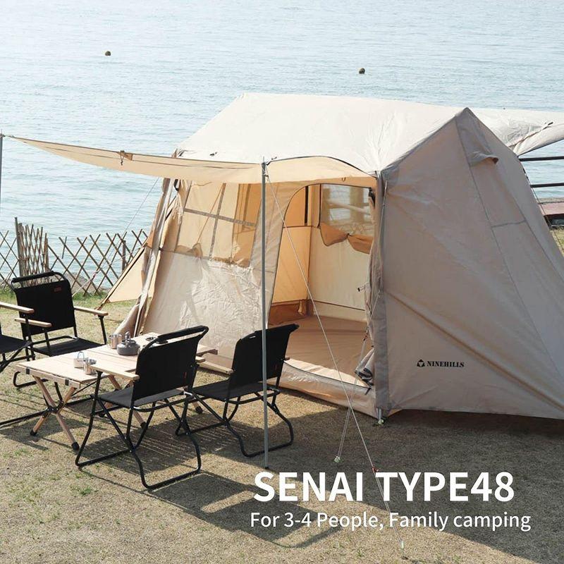 NINEHILLS(ナインヒルズ)ロッジ型テント 小屋型テント 一体型フレーム 設営簡単 アウトドア キャンプテント SENAI 48（4人 ナインヒルズ ロッジ型テント 小屋型テント 一体型フレーム 設営簡単 アウトドア キャンプテント SENAI 4人 　 1kg