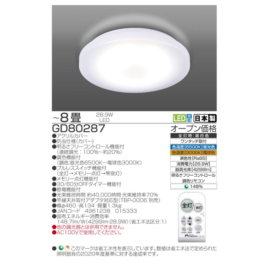 TAKIZUMI ○[即納在庫有り] GD80287 タキズミ 瀧住 TAKIZUMI LED
