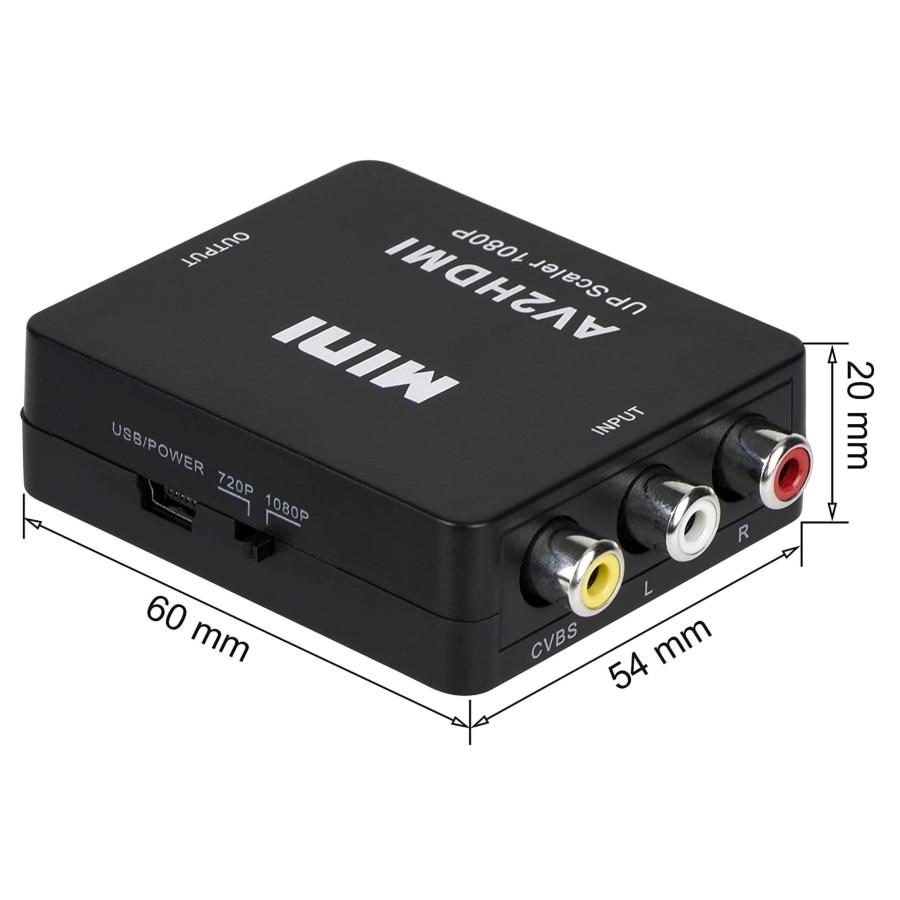 RCA to HDMI 変換 アダプター コンバーター AV 変換器 3色ピン 赤 黄