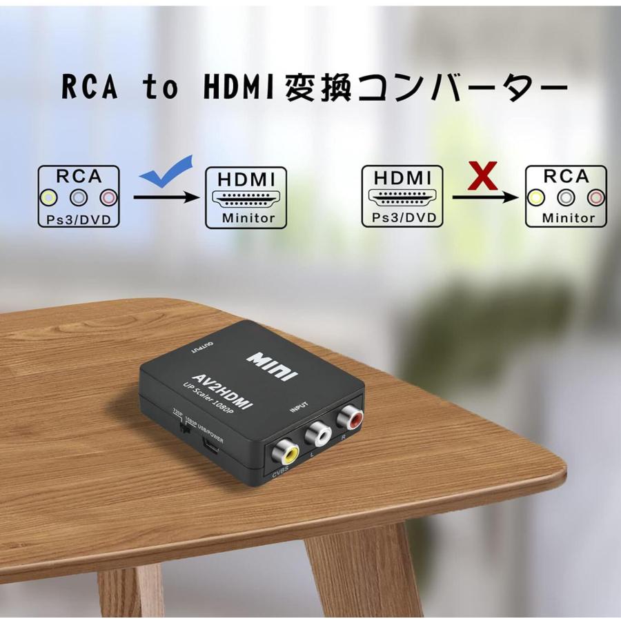 RCA to HDMI変換コンバーター  3色ケーブル 変換器 3点セット 変換 AV HDMI 1080 720P切り替え 音声転送 PS2 スーパーファミコン VHS VCRカメラ CVBS DVDに対応 |  | 05