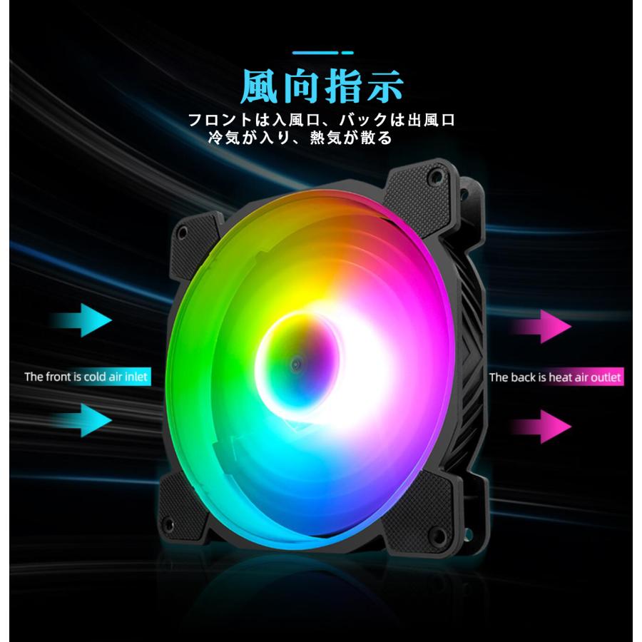 segotep 140mm RGB PCケースファン 5V 3PIN ARGBマザーボード AURA Sync同期 ledファン 静音 高性能 ASUS/MSI/GigabyteのアドレッサブルRGB｜light-pc｜07