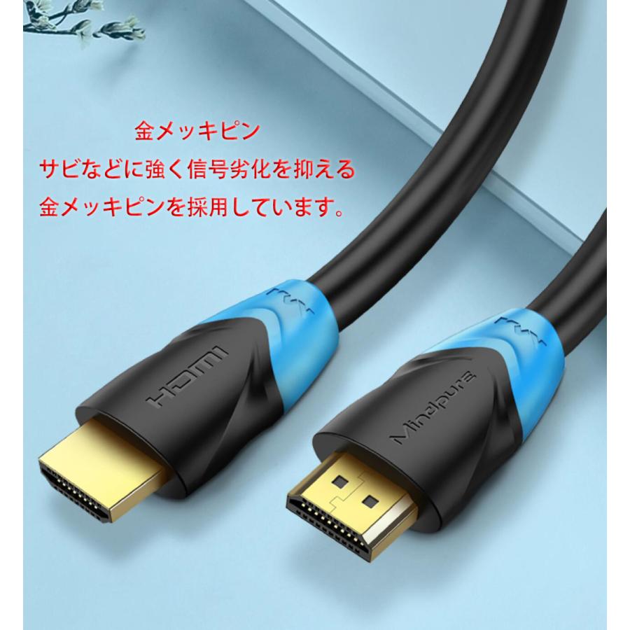 Mindpure HDMI ケーブル  3D  4K対応  ハイスピード  イーサネット オーディオリターン PS3 PS4 PS5 Switch Xbox360 対応 5m｜light-pc｜04