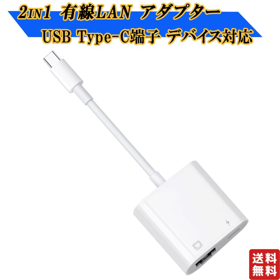 2in1 有線LANアダプター Type-C対応 RJ45ポート搭載 アパート 病院 USB