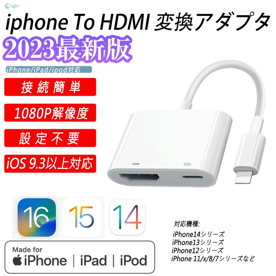 iPhone HDMI 変換アダプタ Digital AVアダプタ 1080P