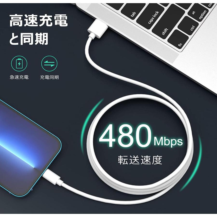 iPhone 充電ケーブル MFIチップ採用 コード 高速データ転送 急速充電 断線防止 iPhone se 11 12 13 0.2m/0