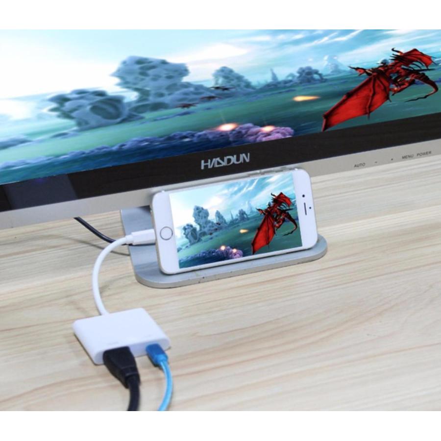 Apple Lightning Digital AVアダプタ iPhone HDMI 変換アダプタ ライトニング 1080P スマホ 　1080P高解像度 音声同期出力 iphone ios 12 13 14 15 16 17｜light-pc｜14