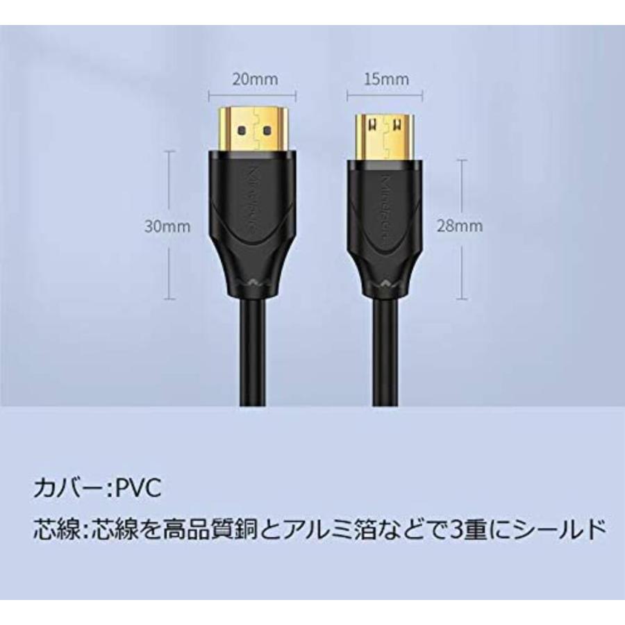 Mindpure ミニHDMIケーブル mini HDMIケーブル A-Cタイプ  1.5m  Ver 2.0b  4K 60Hz 3D フルHD イーサネット対応 ハイスピード 金メッキ （ 2m 3m ）｜light-pc｜04