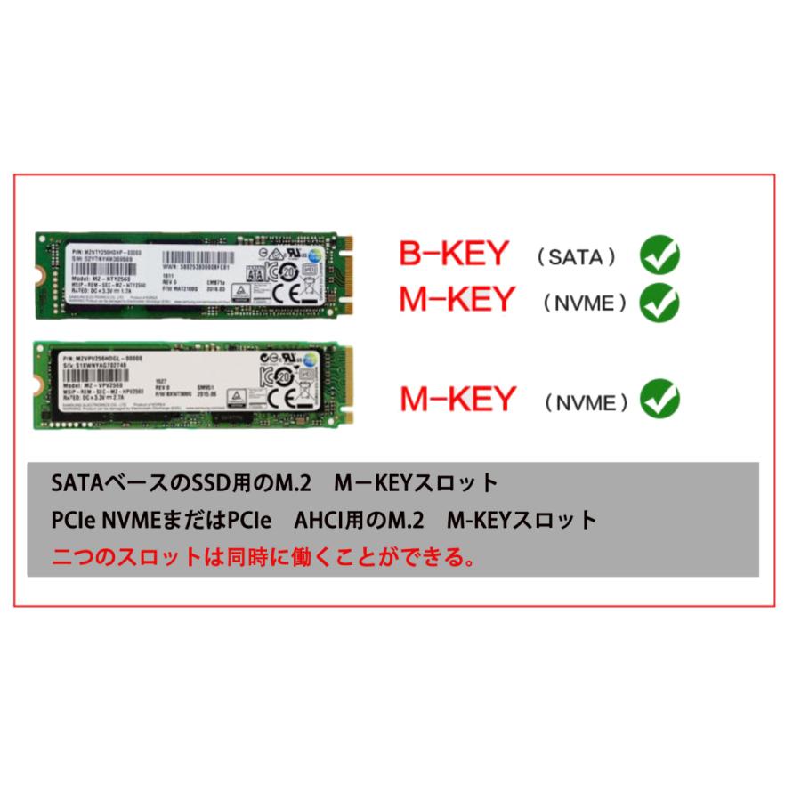 M.2 PCIeアダプタ デュアルM.2アダプタ、M.2 PCIe NVMe AHCI SSDから