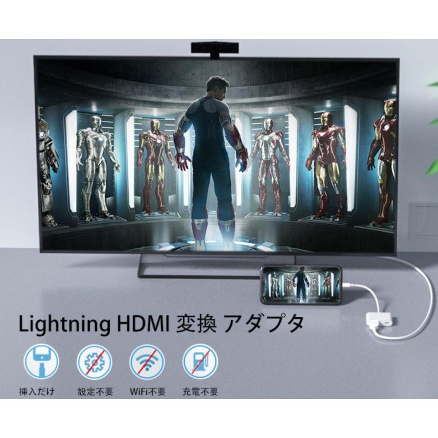 iphone ipad Lightning Digital AVアダプタ 給電不要HDMI 変換アダプタ ライトニング ケーブル 1080P  IOS12 13 14 15 16 17 対応 アップル純正品質｜light-pc｜12