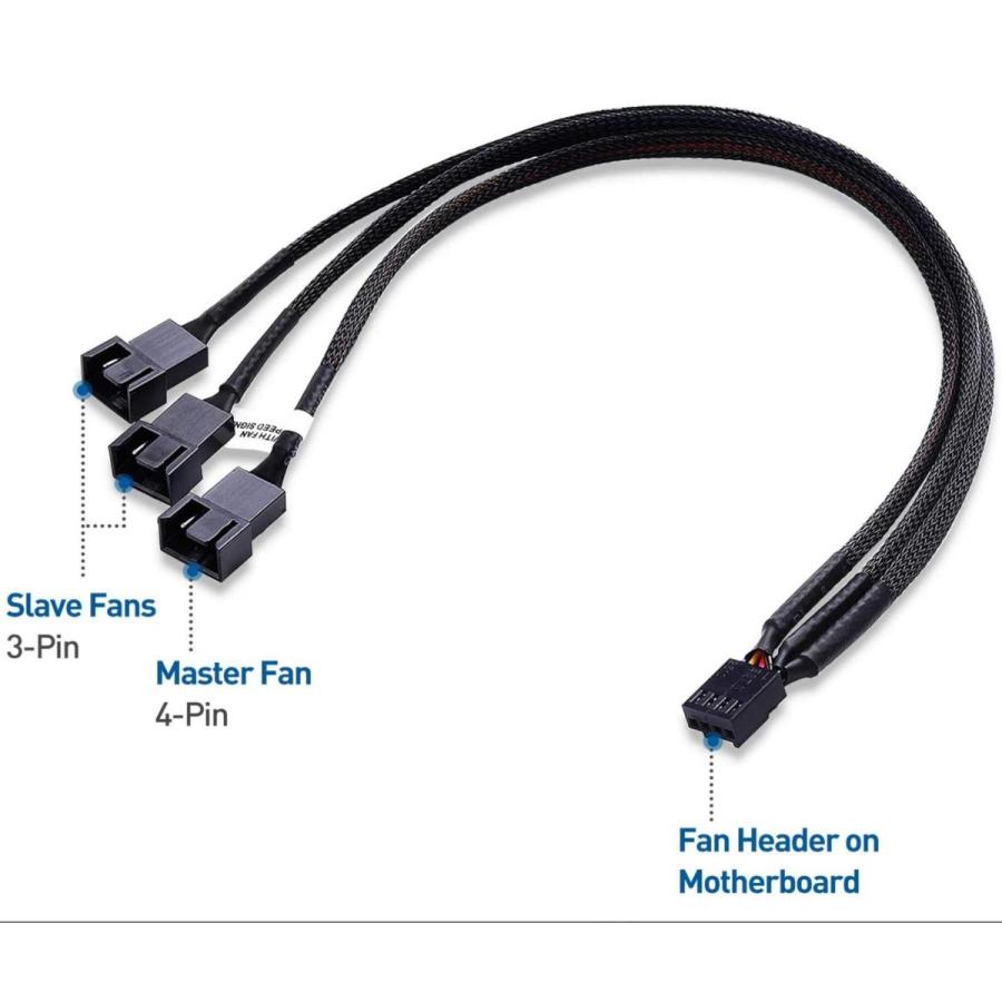 PWMファン分岐ケーブル 2本セット  3分配 FAN用延長ケーブル 電源アダプタコード 4ピン PCケースマザーボード冷却ファン用 ケースファン増設用 約26cm｜light-pc｜05