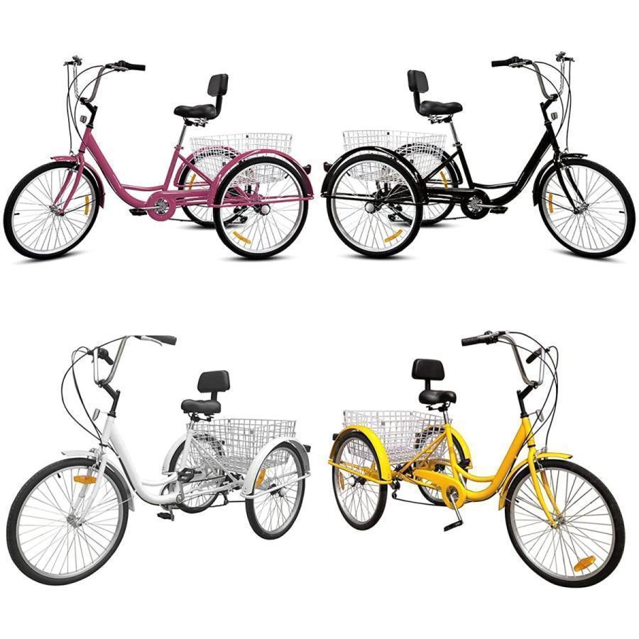 【公式】 大人用三輪車 24インチ 7スピード 3輪自転車 大人用 三輪自転車 トライク マンパワーペダル 三輪車 男性女性向け 買い物かご付き 【4479033239】(24062円)