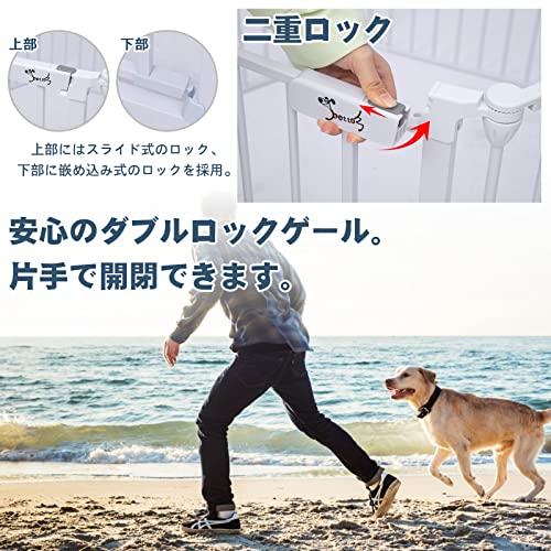 PETTOM 犬 サークル 室内 中大型犬 サークル 折りたたみ 壁付け装置 床固定補強ステッカー付き 小型犬 猫 うさぎ サークル 中大型犬