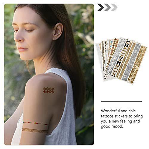 スーパーセール期間限定 刺青シール ボディー タトゥーステッカー ゴールド タトゥーシール Frcolor シール 5枚入 混合色 簡単に貼る 背中 肩 足 腕 レディース その他財布 帽子 ファッション小物 Www We Job Com