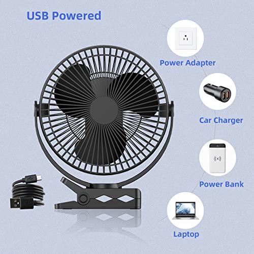 ATEngeus USB 直径20cm大型ファン クリップ& 卓上扇風機 10000mAh充電式 DCモーター ミニ扇風機 4段階風量/デュアル360度｜lightde｜10