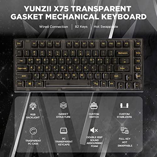美品】【美品】YUNZII X75 ホットスワップメカニカルキーボード 透明な