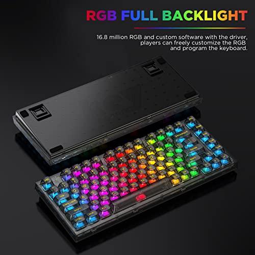 美品】【美品】YUNZII X75 ホットスワップメカニカルキーボード 透明な