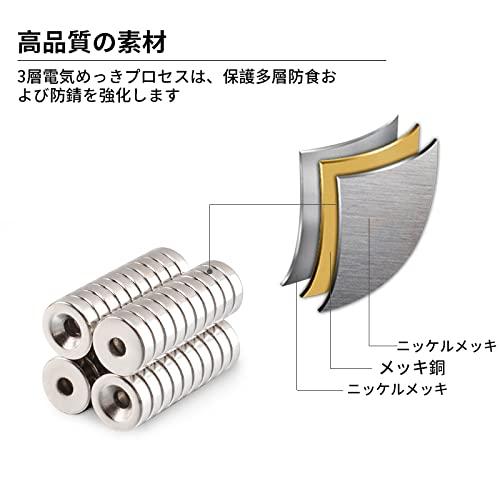 MAYDIYCI 磁石 超強力 マグネット 8 x 3mm 皿穴3mm ネオジウム磁石 丸型 ボタン型 ネジ穴 N35 キッチン/オフィス/ワークショップ/倉庫 [20個セット] | 
