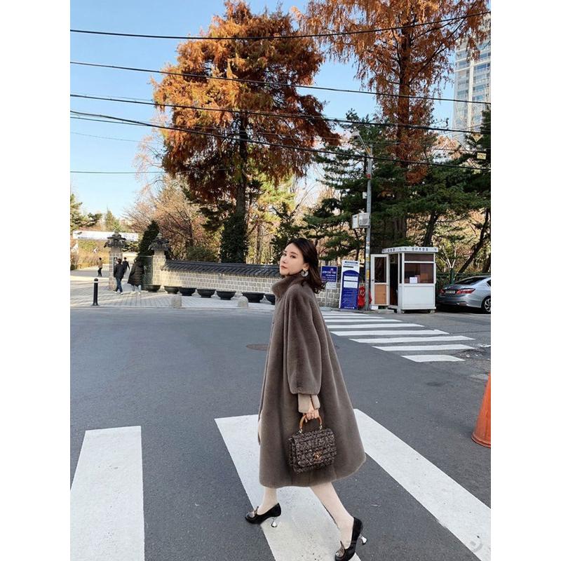 コート 膝丈 厚手 レディースアウター ファー エコファー フェイク