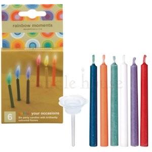 誕生日 ろうそく バースデー パーティー ケーキ用 キャンドル レインボーモーメント 6色 6本入り 6色の炎が灯る カメヤマ B5605 00 00 雑貨ライトハウス 通販 Yahoo ショッピング