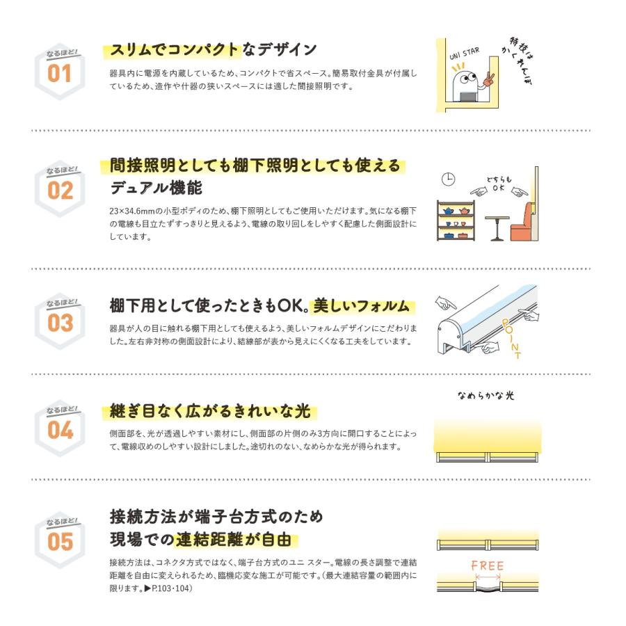 LED照明器具 LEDバーライト 間接照明 UTL-7312-40 スリム＆小型 シームレス 900mmタイプ 色温度4000Kの画像