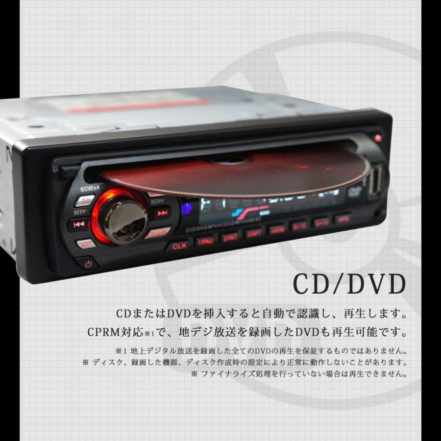 1DIN DVDプレーヤー 車載用 アンプ内臓 12V FM CD DVD対応 CPRM対応 AUX 送料無 619D｜lightingworld｜06